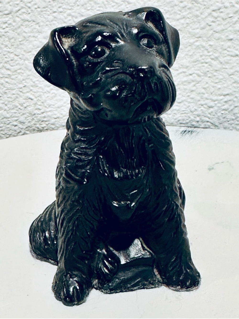Vtg Coal Art Black Schnauzer Dog Figurine Terrier Scottie Mid Century Folk Art